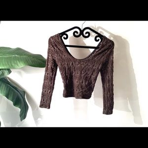 Pins & Needles crop top mocha brown XS NWT